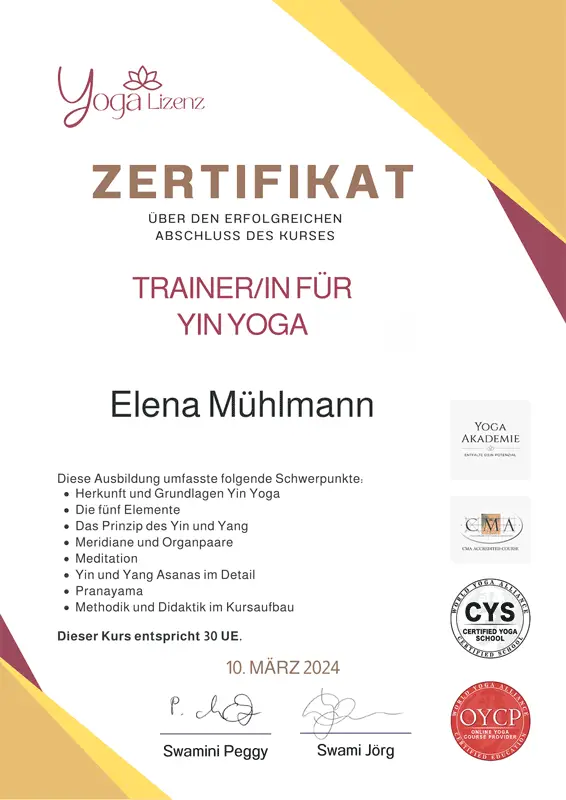 certificate yin yoga elena muehlmann