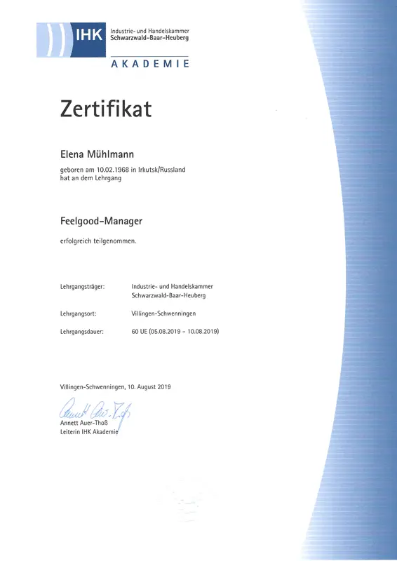 feelgood manager ihk zertifikat elena muehlmann