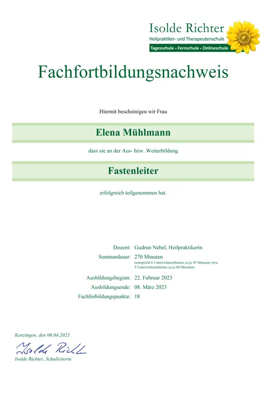 teilnahmezertifikat elena muehlmann